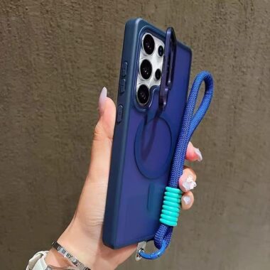 frosted clear magnetic wrist strap Samsung phone case