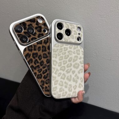 Luxury glitter leopard leather shockproof iPhone 17 case