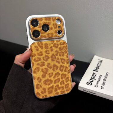 Luxury glitter leopard leather shockproof iPhone 17 case
