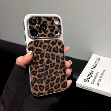 Luxury glitter leopard leather shockproof iPhone 17 case