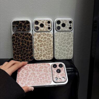 Luxury glitter leopard leather shockproof iPhone 17 case