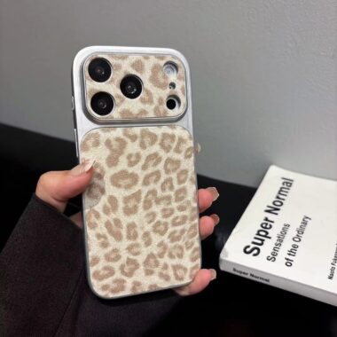 Luxury glitter leopard leather shockproof iPhone 17 case