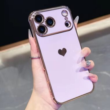 Cute gold heart soft TPU shockproof iPhone 17 case