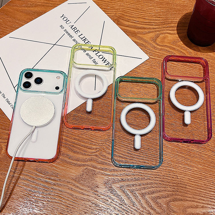 Gradient magnetic clear iPhone 17 shockproof case