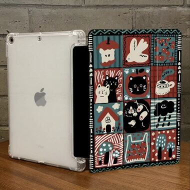 Cartoon graffiti animal tri fold shockproof iPad case