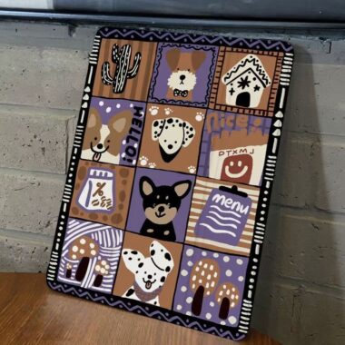 Cartoon graffiti animal tri fold shockproof iPad case