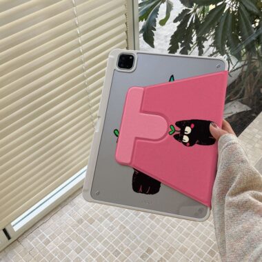 Cartoon graffiti black cat 360 rotating shockproof iPad case