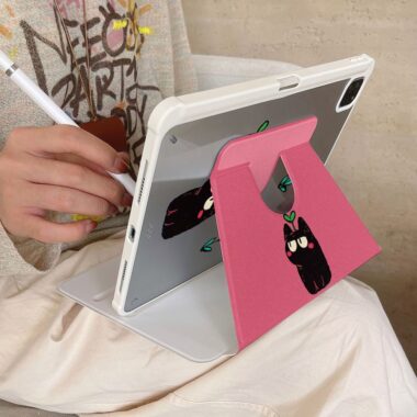 Cartoon graffiti black cat 360 rotating shockproof iPad case