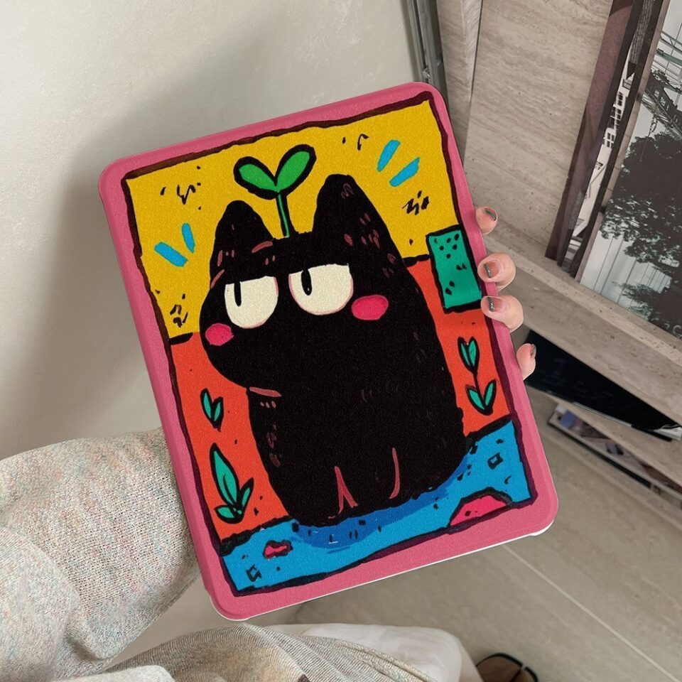 Cartoon graffiti black cat 360 rotating shockproof iPad case