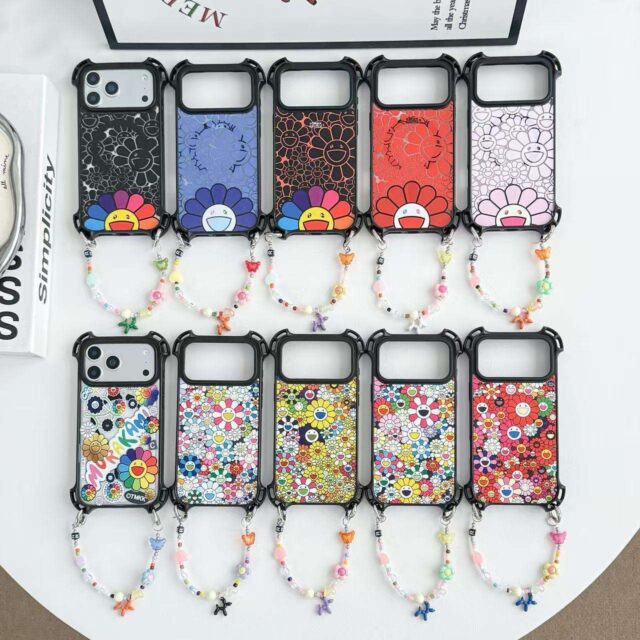 Colorful graffiti chain handle iPhone 17 case