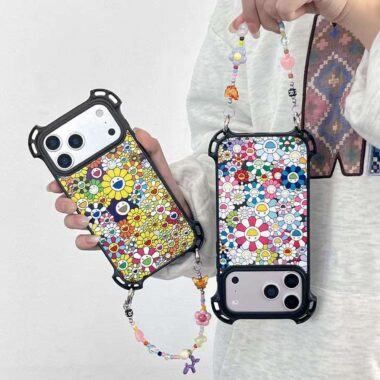 Colorful graffiti chain handle iPhone 17 case