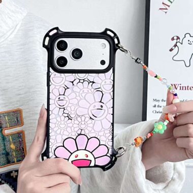 Colorful graffiti chain handle iPhone 17 case