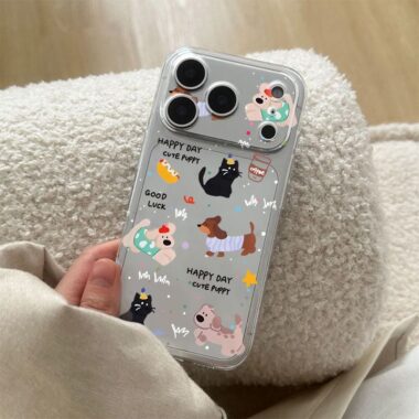 Cute graffiti puppy clear soft full cover iPhone 17 case