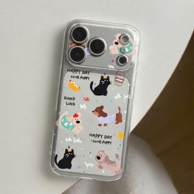 Cute graffiti puppy clear soft full cover iPhone 17 case