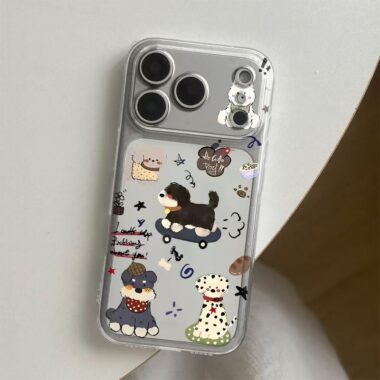Cute graffiti puppy clear soft full cover iPhone 17 case