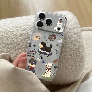 Cute graffiti puppy clear soft full cover iPhone 17 case