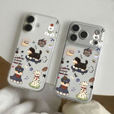 Cute graffiti puppy clear soft full cover iPhone 17 case