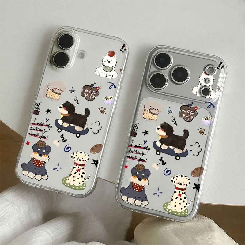 Cute graffiti puppy clear soft full cover iPhone 17 case