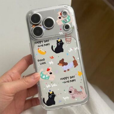 Cute graffiti puppy clear soft full cover iPhone 17 case