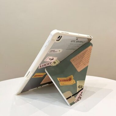 Green journal style Y fold tri fold shockproof iPad case