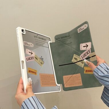 Green journal style Y fold tri fold shockproof iPad case