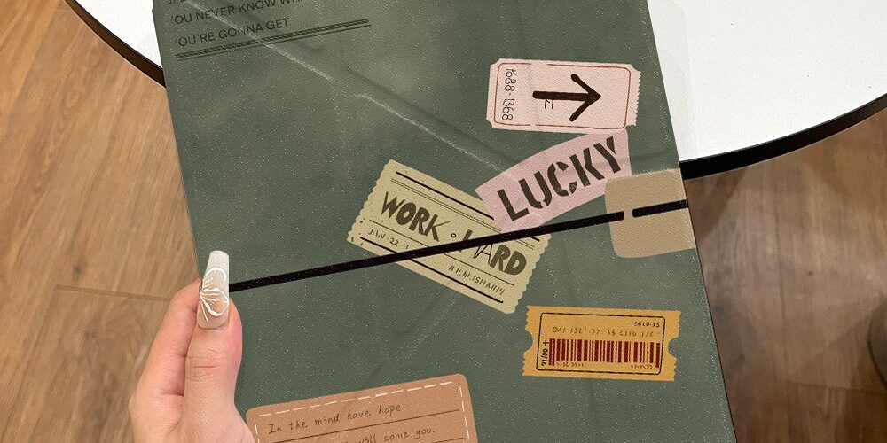 Green journal style Y fold tri fold shockproof iPad case