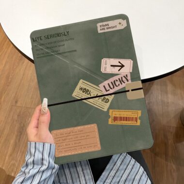 Green journal style Y fold tri fold shockproof iPad case