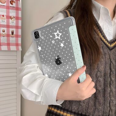Green polka dot Y fold shockproof iPad case