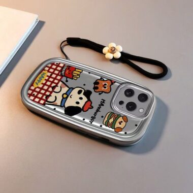 Cute hamburger puppy soft shockproof iPhone 14 15 16 case