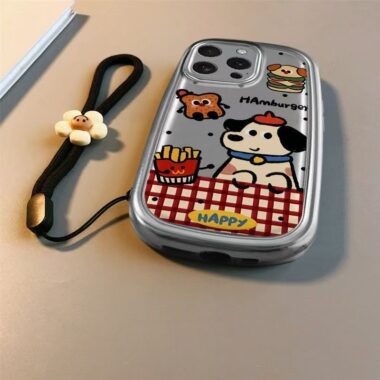 Cute hamburger puppy soft shockproof iPhone 14 15 16 case