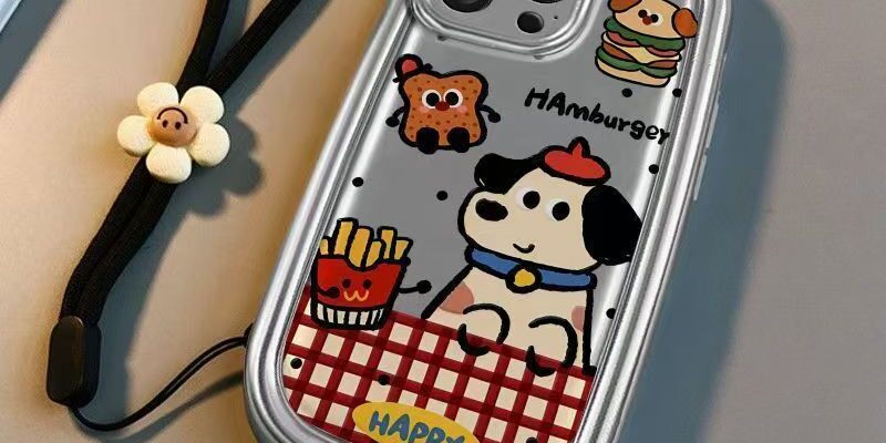 Cute hamburger puppy soft shockproof iPhone 14 15 16 case