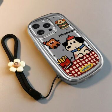 Cute hamburger puppy soft shockproof iPhone 14 15 16 case