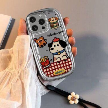 Cute hamburger puppy soft shockproof iPhone 14 15 16 case