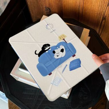 Hand-drawn sofa puppy Y-fold tri-fold shockproof iPad case