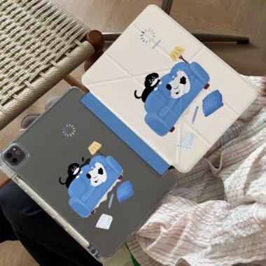 Hand-drawn sofa puppy Y-fold tri-fold shockproof iPad case