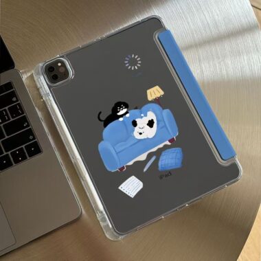 Hand-drawn sofa puppy Y-fold tri-fold shockproof iPad case