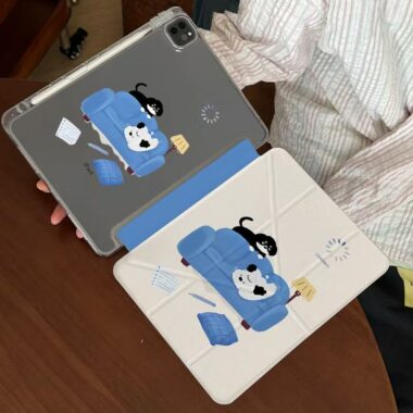 Hand-drawn sofa puppy Y-fold tri-fold shockproof iPad case
