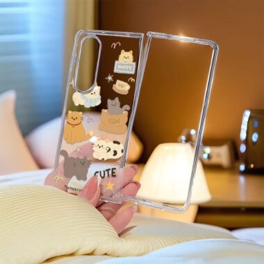 Cute kitten hard shockproof Samsung Fold case