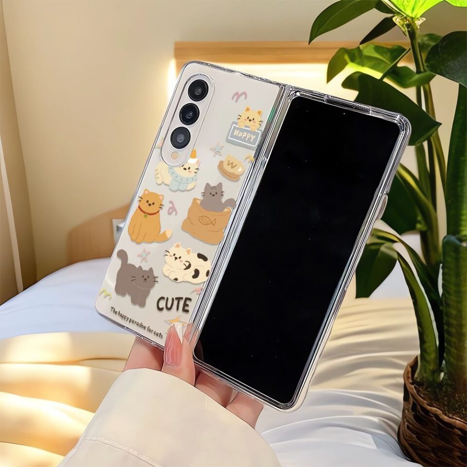 Cute kitten hard shockproof Samsung Fold case