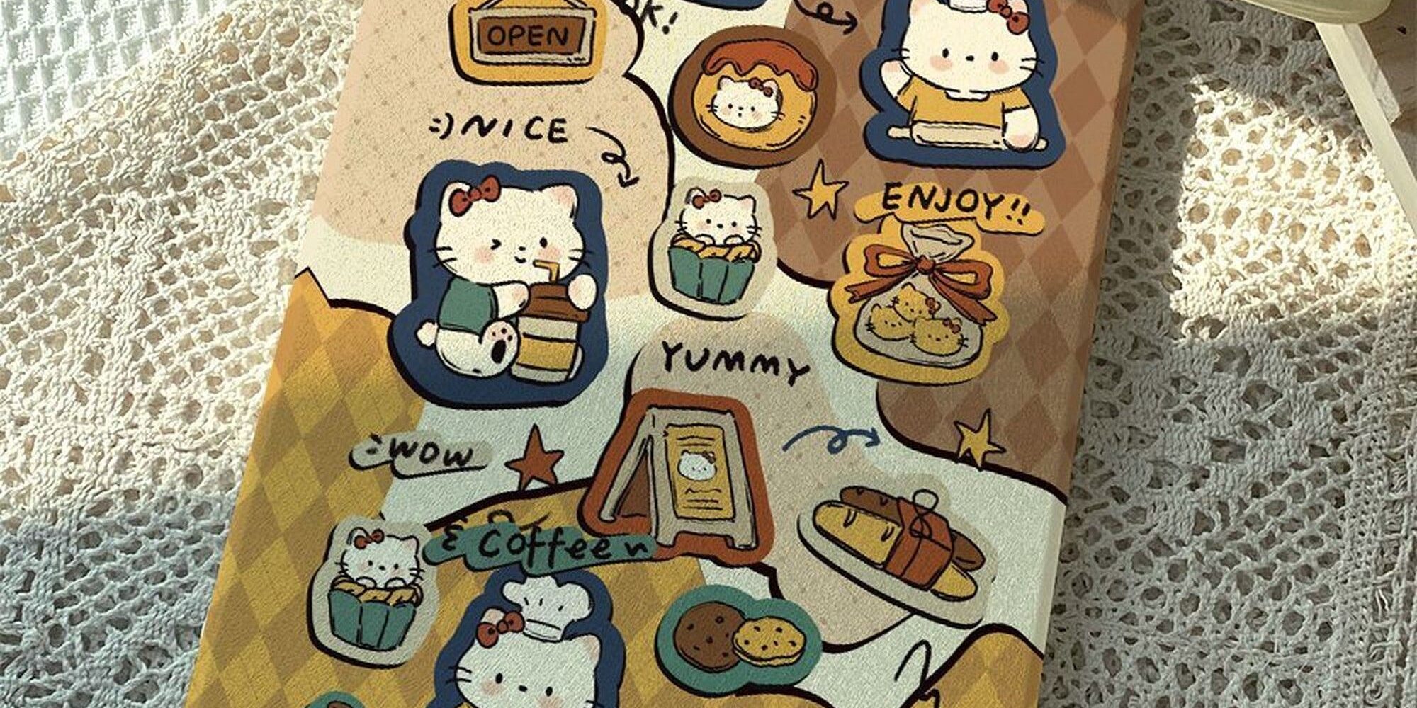 Cartoon Kitty rotating shockproof iPad case with pencil slot