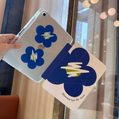 Klein blue floral Y fold tri fold iPad case