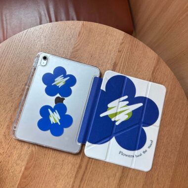 Klein blue floral Y fold tri fold iPad case
