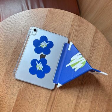 Klein blue floral Y fold tri fold iPad case