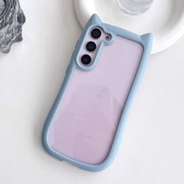 Cute cat ear clear shockproof Samsung S24 Ultra case