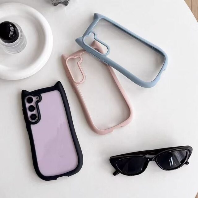 Cute cat ear clear shockproof Samsung S24 Ultra case