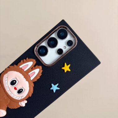 Cute Labubu leather texture shockproof Samsung S22 S23 S24 S25 Ultra case