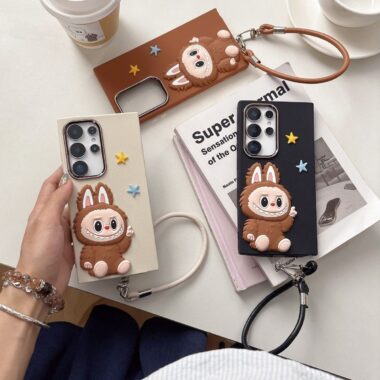 Cute Labubu leather texture shockproof Samsung S22 S23 S24 S25 Ultra case
