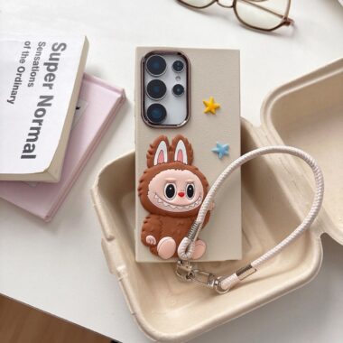Cute Labubu leather texture shockproof Samsung S22 S23 S24 S25 Ultra case