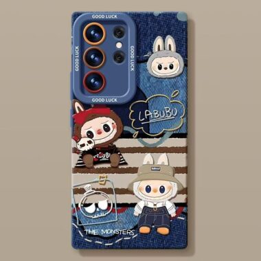 Cute Labubu full cover shockproof silicone Samsung S24 Ultra case