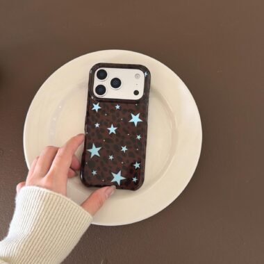 Blue brown leopard star shockproof iPhone 17 case